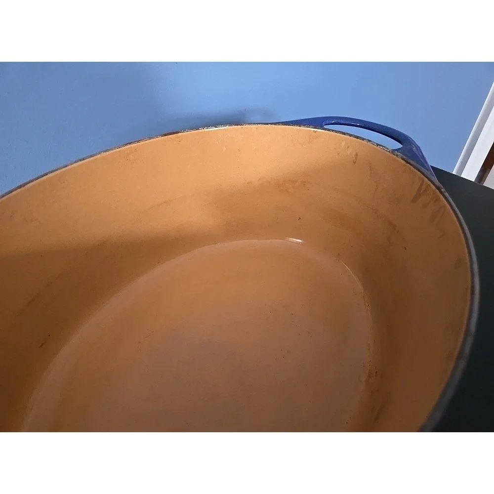 Vtg Cousance / Le Creuset France Blue Enameled Cast Iron Dutch Oven‎ #28 W/Lid